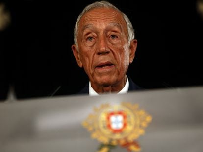 El presidente portugués, Marcelo Rebelo de Sousa, en su discurso a la nación, este jueves en el palacio de Belén.