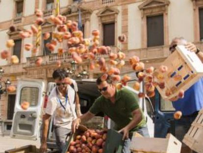 Protesta de agricultores en Lleida en una imagen de archivo.