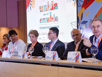 Evo Morales, Dilma Rousseff, Carlos Caicedo, Ernesto Samper y José Luis Rodríguez Zapatero durante el VIII Encuentro del Grupo de Puebla, en Santa Marta.