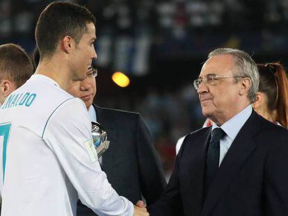 FOTO: Florentino Pérez felicita a Cristiano Ronaldo después del partido. / VÍDEO: Declaraciones de Ronaldo tras el partido.