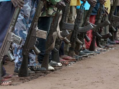 Ceremonia de desmovilización de niños soldado en Yambio, Sudán del Sur, en 2018.