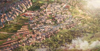 Maqueta de la Green City Kigali, que tendrá 30.000 casas y una población estimada de 150.000 personas.