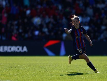 Aitana Bonmatí celebra uno de sus dos goles en la final de la Supercopa contra la Real Sociedad.