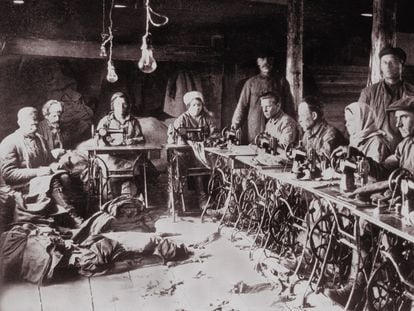 Trabajadores de un gulag en la antigua Unión Soviética.