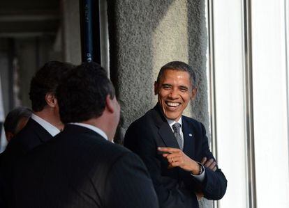 Barack Obama el jueves durante una visita a One World Trade Center de Nueva York.