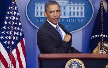 El presidente Obama durante la rueda de prensa.