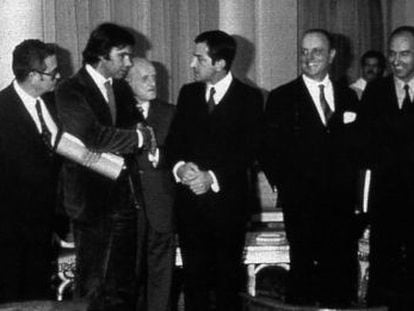 Firma del acuerdo econ&oacute;mico del pacto de la Moncloa.