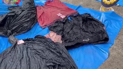 Imagen facilitada por la policía tailandesa de algunas de las bolsas halladas con los restos del colombiano Edwin Arrieta.