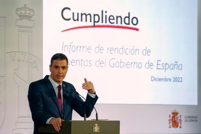 Sánchez cerró el año con una rueda de prensa de balance sobre la actividad del Gobierno, este martes. 