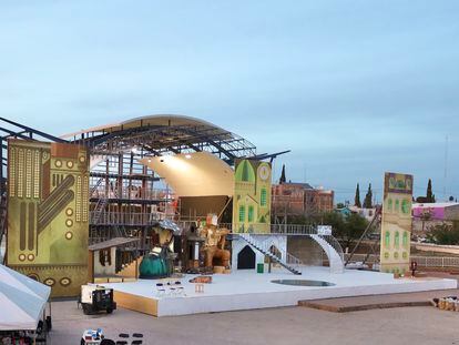 El escenario de la obra ‘La golondrina y su príncipe’, en el parque El Palomar, en la ciudad de Chihuahua.