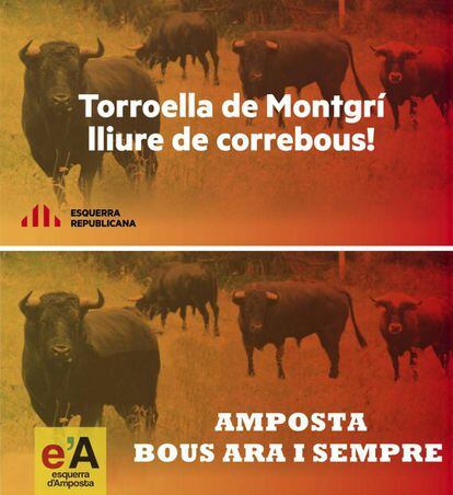 El cartel de Torroella y el de Amposta.