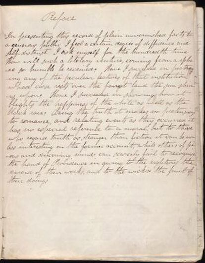 Una página de una antigua edición de 'La narrativa de una sirvienta'.