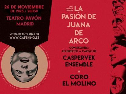 Cartel de la proyección de 'La pasión de Juana de Arco' en Café Kino.