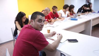 Quim Arrufat, abans de l'inici de la reunió del secretariat de la CUP.