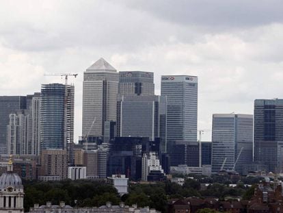 Imagen del distrito de Canary Wharf en el centro de Londres.