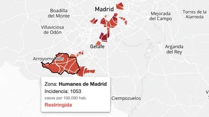 Mapa de zonas de movilidad restringida de Madrid.