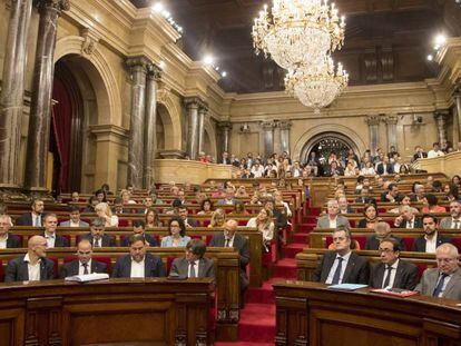 Sesi&oacute;n en el pleno del Parlament, en la que Junts pel S&iacute; y la CUP  votaro a favor de la ley del Refer&eacute;ndum.
