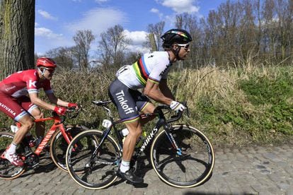 Peter Sagan, en uno de los muros del Tour de Flandes.