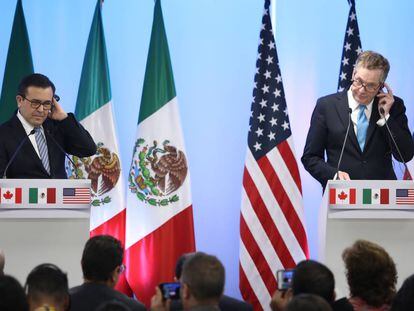 El secretario de Economía mexicano, Ildefonso Guajardo, y el representante comercial estadounidense, Robert Lighthizer.