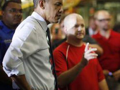 Obama, durante su visita a una fábrica de Ford en Chicago