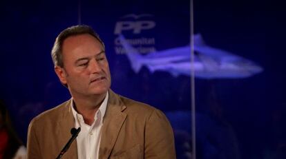 Alberto Fabra, durante el acto de celebración de su primer año al frente del PP valenciano.