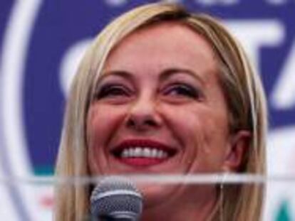 Giorgia Meloni, el 26 de septiembre, celebrando su victorial electoral en Roma.