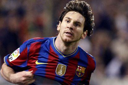 Messi celebra el segundo gol conseguido ante el Zaragoza