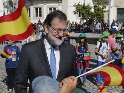 Mariano Rajoy en Vila Real durante su visita a Portugal.