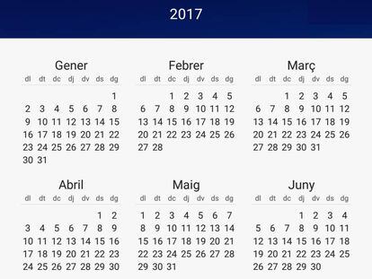 El calendari del 2017.