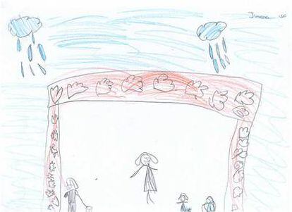 Una niña llamada Jimena destaca en su dibujo la protección de la lluvia en el edificio.