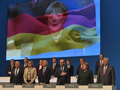 Merkel en el congreso de la CDU, este mi&eacute;rcoles en Essen.