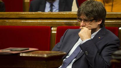 Carles Puigdemont, este mi&eacute;rcoles, en el Parlament.