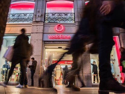 Tenda de Vodafone en la Puerta del Sol de Madrid.