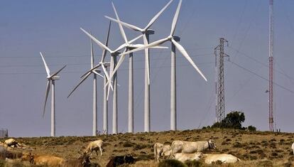 Aerogeneradores instalados en la comarca de Els Ports.