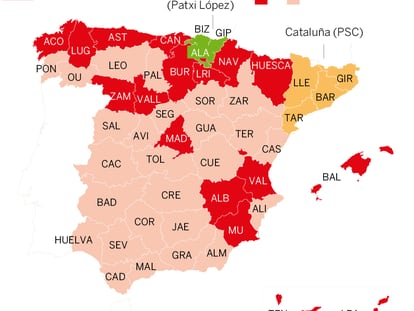Pedro Sánchez controla menos de la mitad del poder provincial del PSOE