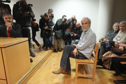 Willy Toledo en el juicio contra él por insultos a la religión católica en la Audiencia Provincial de Madrid en febrero.