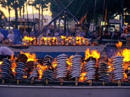 Sardines being grilled