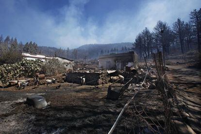 Construcciones afectadas por el fuego en el municipio de Igualero, en el Parque Nacional de Garajonay.