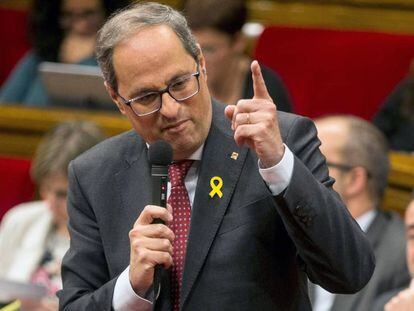 El presidente de la Generalitat, Quim Torra, este miércoles en el pleno del Parlament.