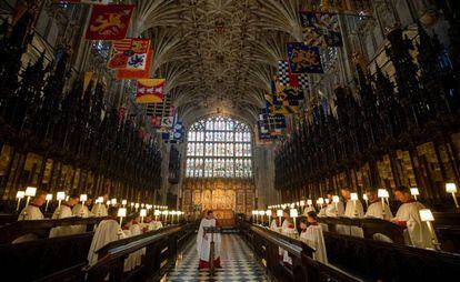 El coro ensaya en la capilla de San Jorge, en Windsor, a 48 horas de la boda de Enrique y Meghan.