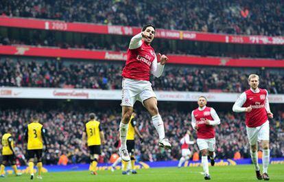 Arteta, tras marcar un gol con el Arsenal