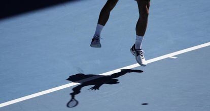 Las piernas de Djokovic, durante un entrenamiento en Melbourne.