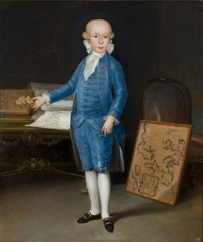 'Luis María de Borbón y Vallabriga, niño, estudiando geografía', datado en 1783, de Goya.