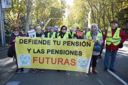 Manifestación de pensionistas en Madrid, el 19 de noviembre.
