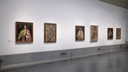 Una de las paredes de la sala 9B del Prado, donde se exhibe la exposición “Picasso, el Greco y el cubismo analítico”.