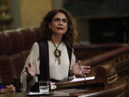 La ministra de Hacienda, Maria Jesús Montero, el miércoles en el Congreso.