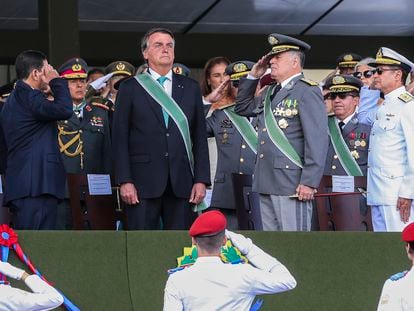 Jair Bolsonaro, este martes en la conmemoración del día del Ejército, en Brasilia.