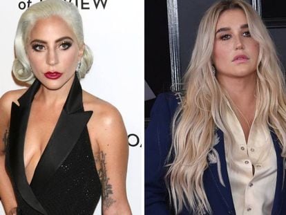 Lady Gaga (izquierda), en 2019, y Kesha (derecha), en 2018.