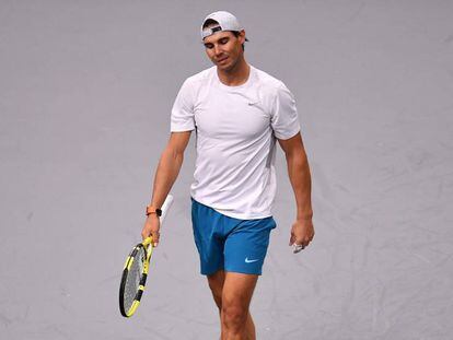 Nadal, durante un entrenamiento reciente en París-Bercy.