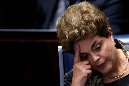 Dilma Rousseff, durante la sesi&oacute;n del senado el 29 de agosto.